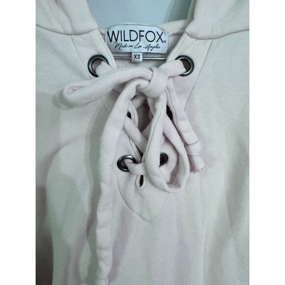Wildfox hutton lace up sweatshirt‎ pink large hood oversized fit size XS - Picture 5 of 5